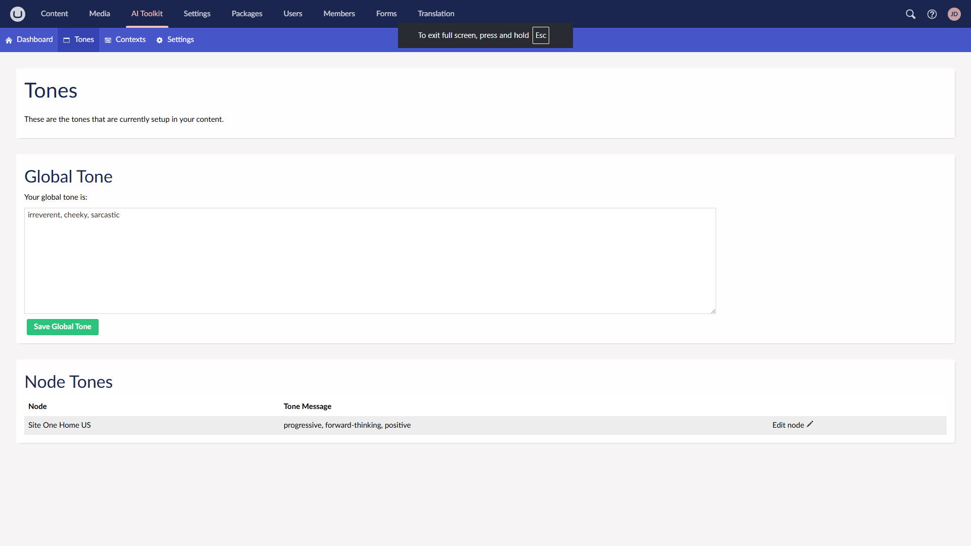 Set Your tone Of Voice For Umbraco AI Toolkit